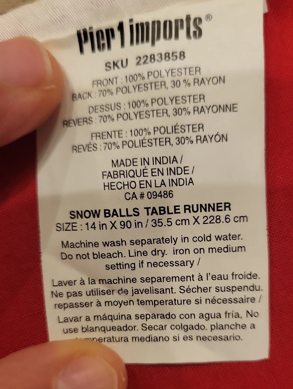 Pier 1 Imports Snowballs Red Tsble Runner